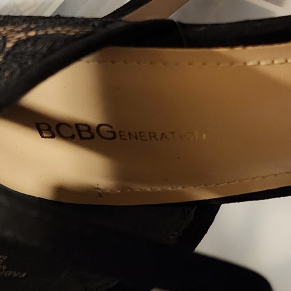 Black lace peep toe BCBG ankle strap heels, sz: 9.5 M - worn once - Picture 10 of 14